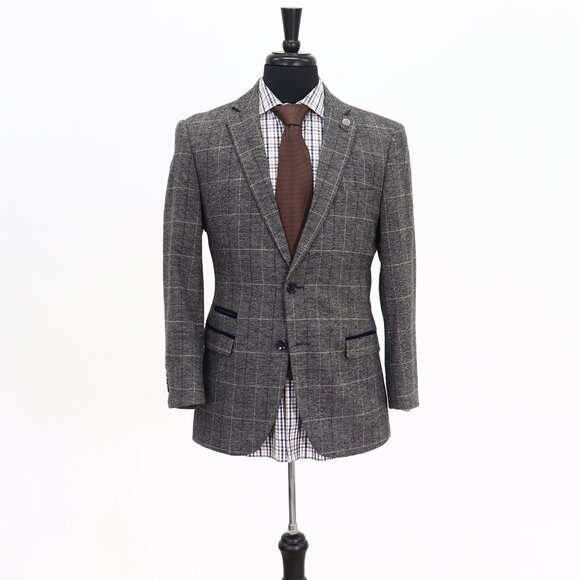 Elegant Charcoal Checkered Blazer